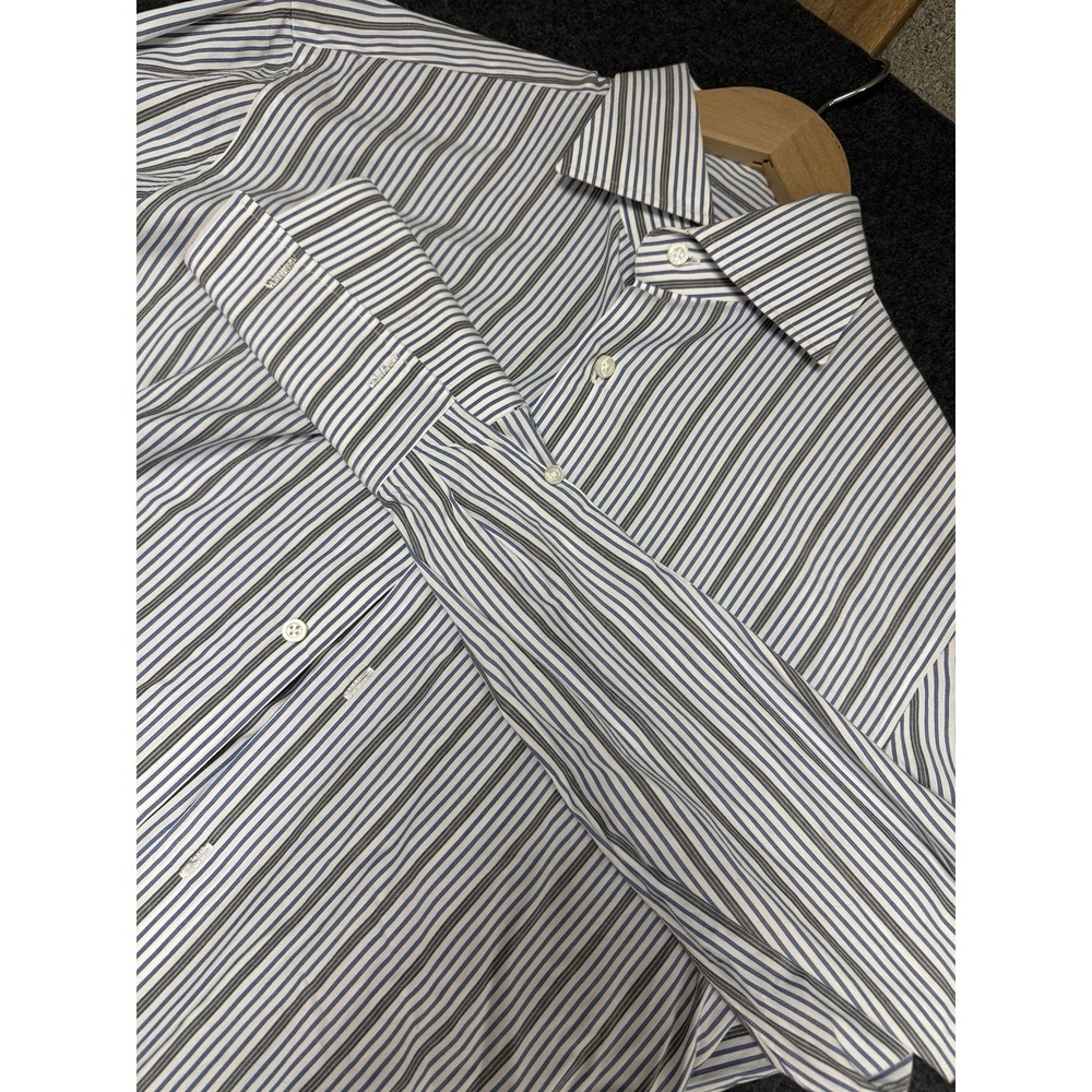 Isaia Napoli French Cuff Dress Shirt‎ Mens 44 White Multicolor Stripe Cotton